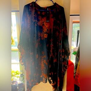 Torrid Velvet and Sheer Burnout Ruana Kimono